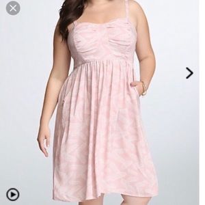 Torrid pink w/ white feather midi dress NWT